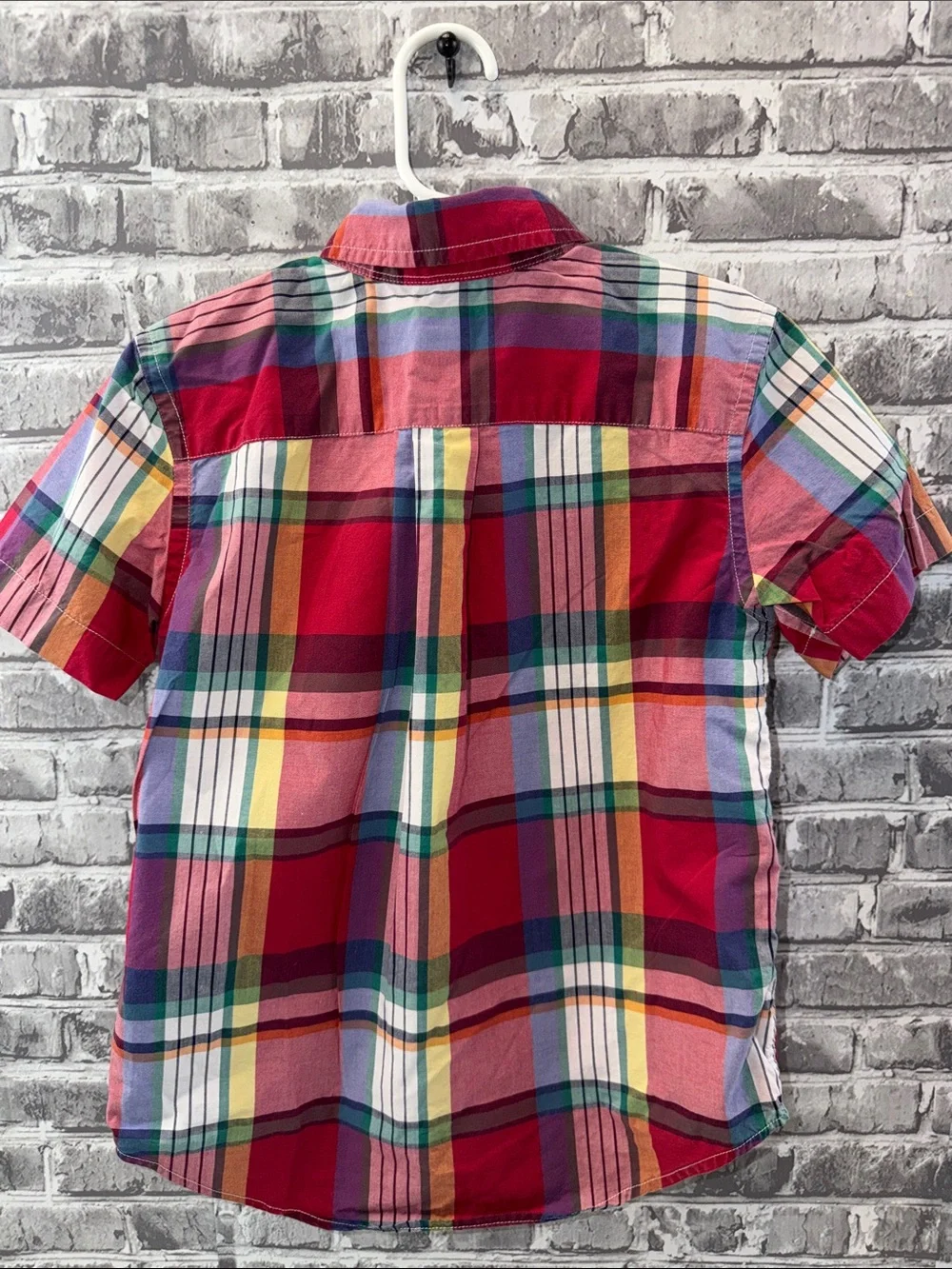 Ralph Lauren Red Multicolor Plaid Short Sleeve Button-Down Shirt